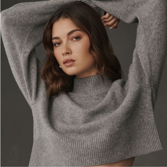 Reformation Cashmere Garrett Cropped Gray Turtleneck Sweater Sz XL NEW - Picture 14 of 16